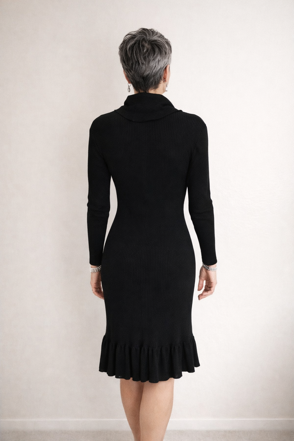 Cowl Neck with Ruffled Bottom Mini Dress