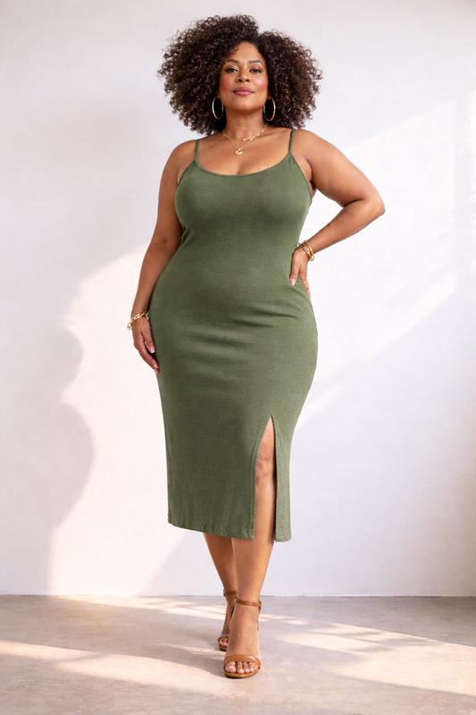 Plus Size Bodycon Midi Sweater Dress