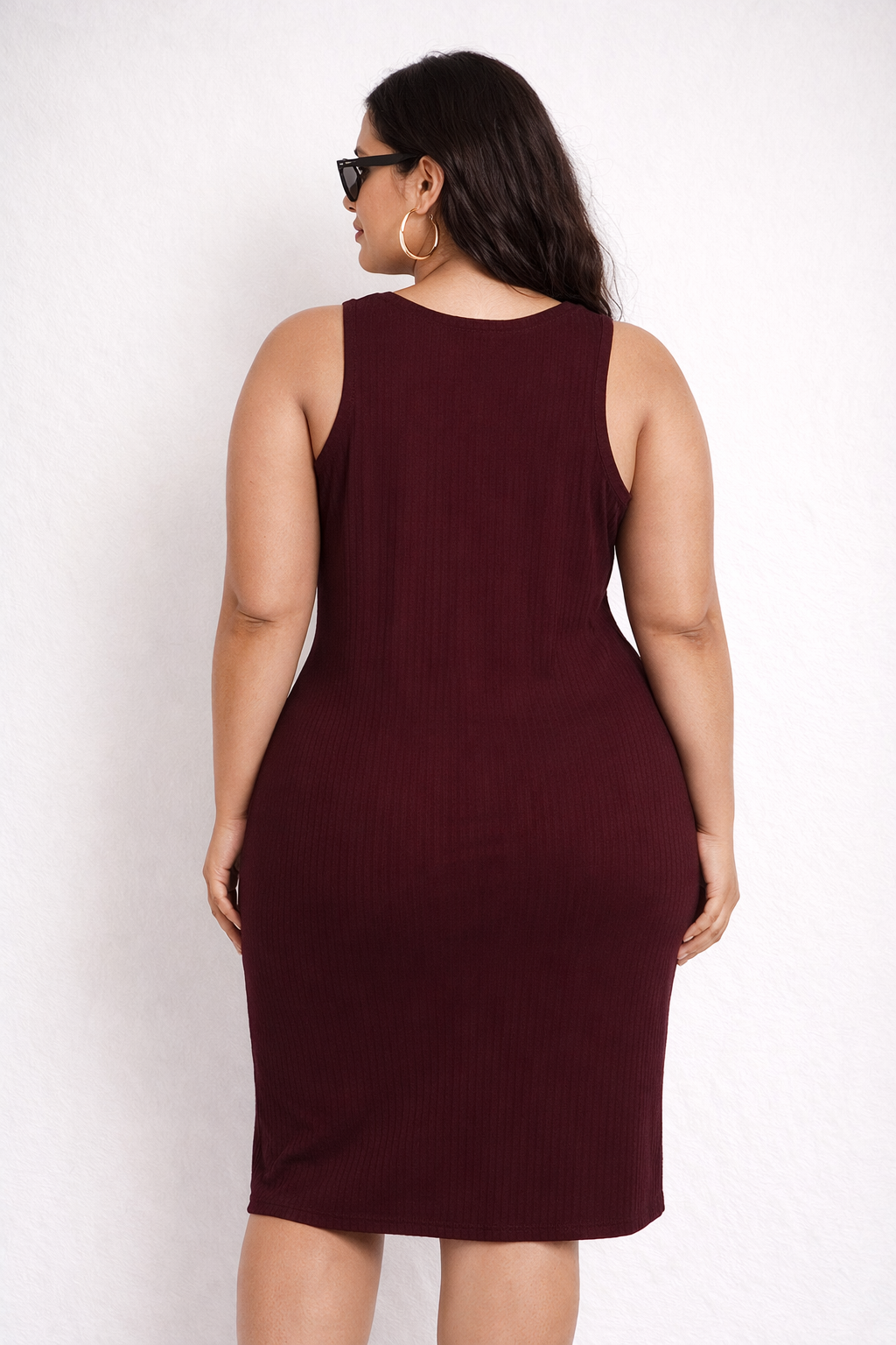 Plus Size Casual Ribbed Bodycon Dress