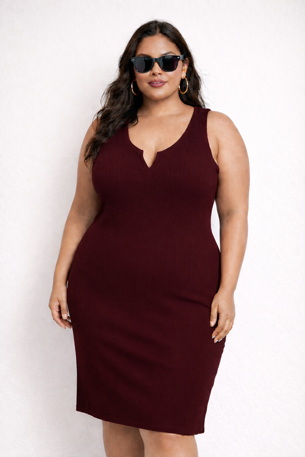 Plus Size Casual Ribbed Bodycon Dress