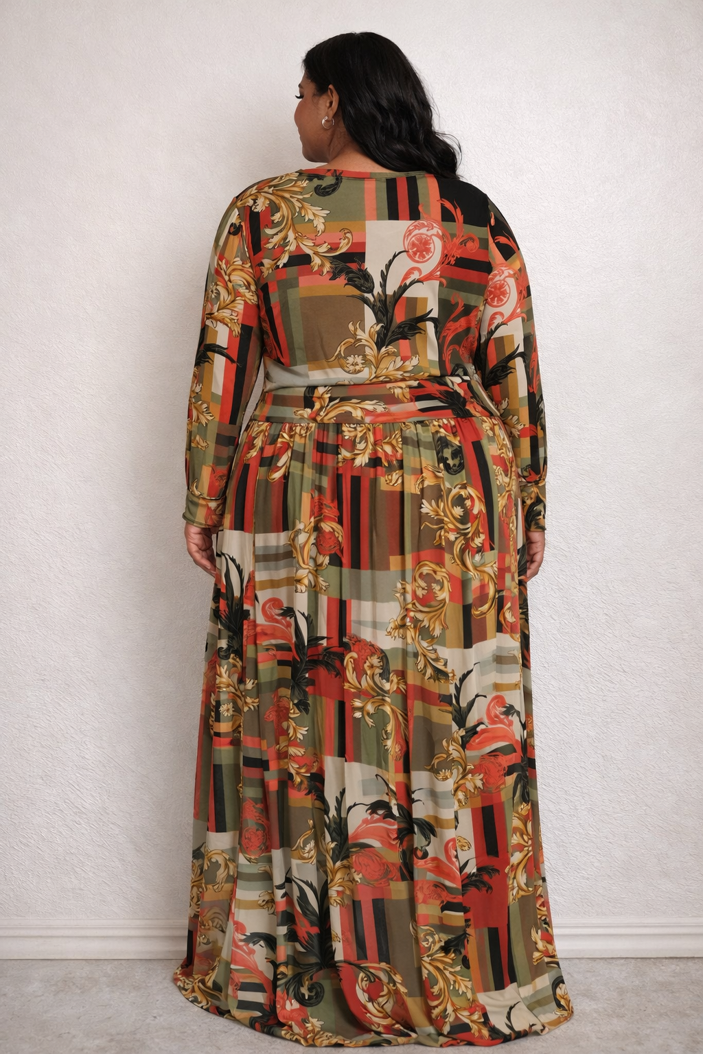 Plus Stripe Tie-Dye Printed Maxi Dress